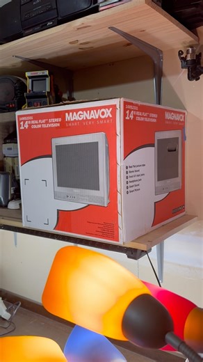 unboxing a CRT tv and turning it on