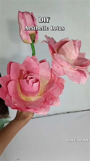 Aesthetic Lotus From tissue Paper l Paper Flower Making l Lotus DIY