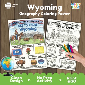 Wyoming State Symbols Activity | US Geography Coloring Page Social Studies