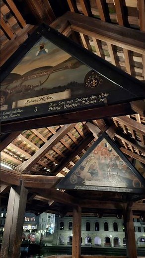 Kapellbrücke (Chapel Bridge) spanning river Reuss in Lucerne