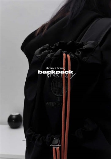 stylish drawstring backpack 🖤🎱💭 #backpack #backpackforschool #drawstringbackpack