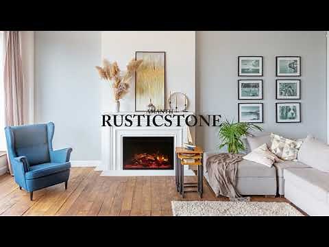 RusticStone Electric Fireplace by Amantii, Wi-Fi app control, multiple flame colors