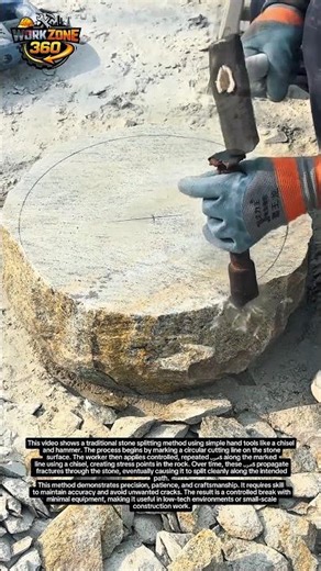 Manual Stone Splitting Technique | Satisfying Rock Cutting Process (Hand Tools)