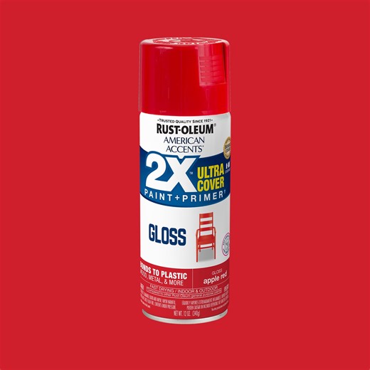 Apple Red, Rust-Oleum American Accents 2X Ultra Cover Gloss Spray Paint-327875, 12 oz