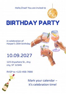 Modern Adult Birthday Invitation: Editable Party Invite (canva) - Etsy