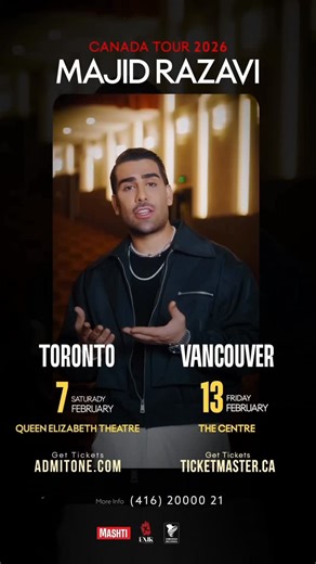 ZONE Z on Instagram: "🎤 Majid Razavi Live in Vancouver 📅 February 13th, 2026 📍 The Centre in Vancouver For Performing Arts Buy your #tickets now at 🎟 ticketmaster.ca ▹ 𝙈𝙤𝙧𝙚 𝙄𝙣𝙛𝙤𝙧𝙢𝙖𝙩𝙞𝙤𝙣: (416) 20000 21"