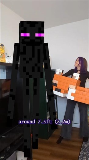 Building a GIANT ENDERMAN only using PAPER! (NO glue No tape!)#minecraft #pixelart #minecraftlive