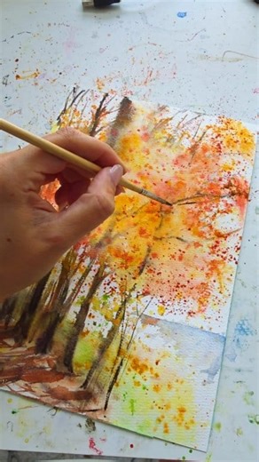 36K views · 274 reactions | A cozy autumn day. Type FALL for info on this online class  beginner friendly and super fun!! #watercolorclass #watercolortips #diyfall #artcrafts #artclass #onlineartclass #watercolors #paintingclasses #artclasses #relaxing #mesmerizing #TheArtofLiving #paintingart #artideas #fallscene #autumnlandscape #autumnvibes #autumnart | Art by Bianca | Facebook