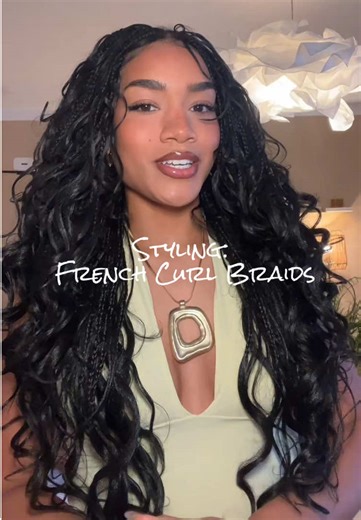 Styling my Boho French Curl Braids ✨ Tutorial #braidshairstyle #bohobraids #frenchcurlbraids #halfuphalfdown #draftsposting