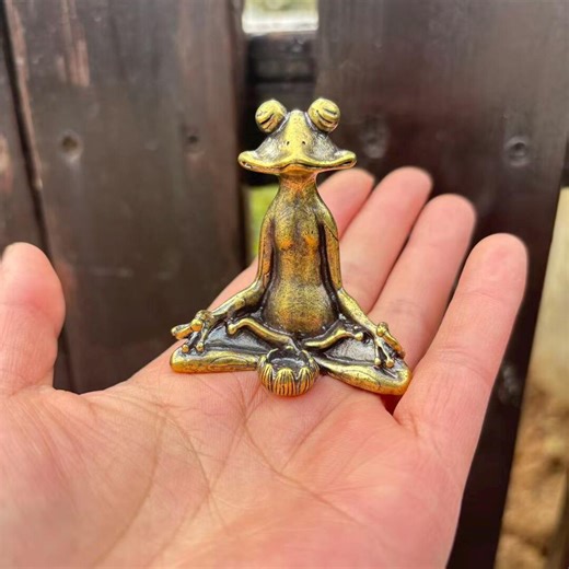 Vintage Brass Zen Frog Figurine Lotus Base Home Decor DYS093 - Etsy