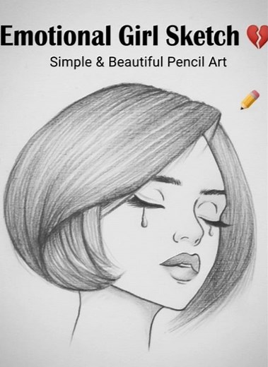 Sad Girl Pencil Sketch | Emotional Drawing | Easy Girl Sketch for Beginners ✍️💔