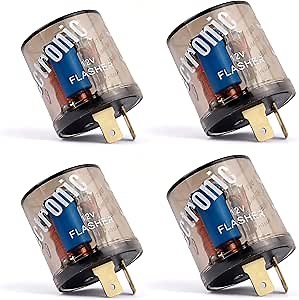 4PCS 12V Flasher Relay,Heavy Duty 2-Pin Turn Signal Relay,Two Prong Round Automotive Relay Only for Fixing Halogen Bulb Frequent Flicker of Car Motorcycle Scooter Bike Car Accessories (4PCS)