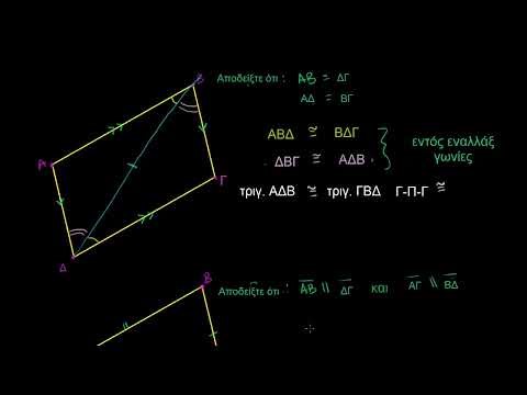 Απόδειξη: Απέναντι πλευρές παραλληλόγραμμου