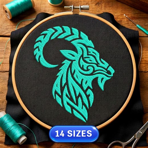 Alpine Goat | Ram Tribal | Mountain Goat Head | Celtic | Embroidery Design | Machine Embroidery Pattern | Embroidery File | Instant Download - Etsy