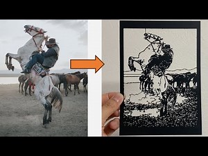 How to make a paper cutout of a cowboy riding a horse