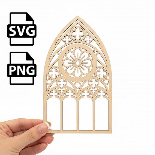 Gothic Rose Window SVG – Laser Cut Pattern | Medieval Arch Ornament | Atomstack & K40 | Digital Download (SVG   PNG) - Etsy