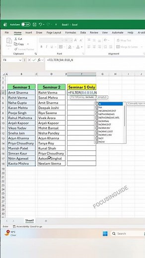 Excel FILTER Function 😱 | Excel Trick You MUST Know #focusinguide #shorts