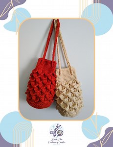 Crochet Dragon Scale Drawstring Pouch: Handmade Cotton Crossbody Bag - Etsy