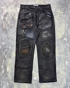 Reworked Vintage Moleskin Italian Workwear Pants. Distressed, Patchwork, Sashiko - Etsy