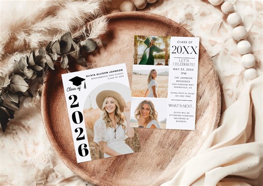 Graduation Invitation Template, Senior Graduate Announcement, Cap Tassel Minimalist Graduation Party Invite, 2026 Photo Grad Card Editable - Etsy UK
