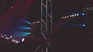 Free stage with lights from lighting devices