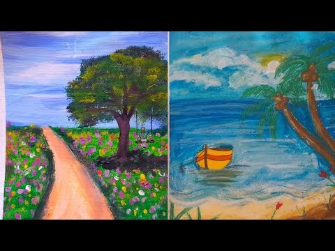 2 easy Beautiful scenery art Tutorial 🎨✨️ | step by step for beginners ❤️🪷