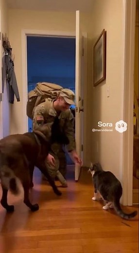 Soldier’s Homecoming Melts His Pets’ Hearts #reallife #cat #dog #soldier #reunion #emotional