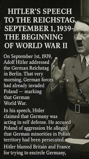 Hitler’s Speech to the Reichstag, September 1, 1939 – The Beginning of World War II