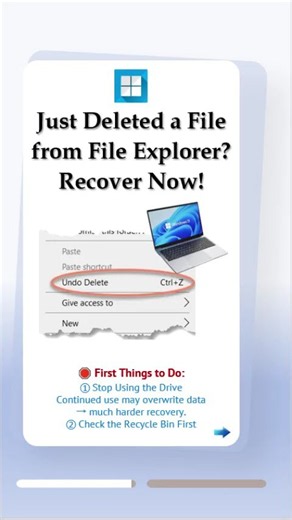 🗑️ Accidentally Deleted Files from Windows File Explorer? Get Them Back!#windowstips #filerecovery