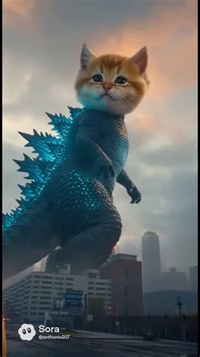 Godzilla with cats (English dub) #moviecats #cataistories #godzilla #kittyparty