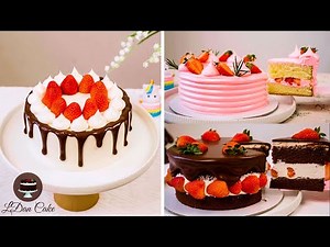Amazing Strawberry Cake Decorating Tutorial For Beginner | LĐan Cakes