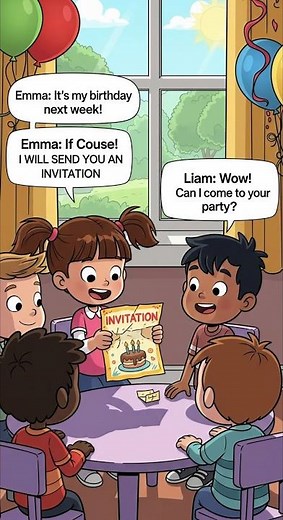 Birthday Invitation – English Conversation for Kids | Easy English Speaking Practice for Children