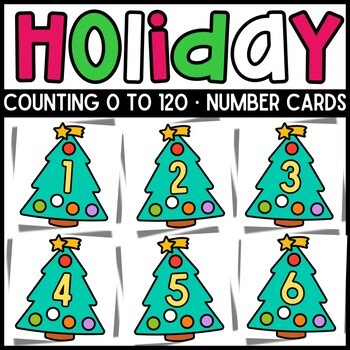 1st Grade Numbers 0–120 Pocket Chart Cards | Christmas Tree Math Centers