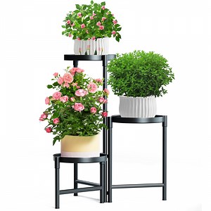 UNTIMATY 3 Tier Foldable Plant Stand Plant Shelf Outdoor Plant Stand Metal Flower Pot Stands