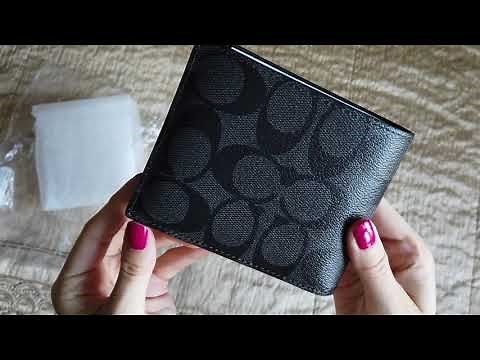 Unpacking Coach Signature Canvas Compact with Removable Id Card (Men's) Wallet