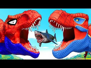 Tyrannosaurus Rex vs Mosasaurus, Indominus Rex Super Dinosaur Battle in Jurassic World Evolution 3