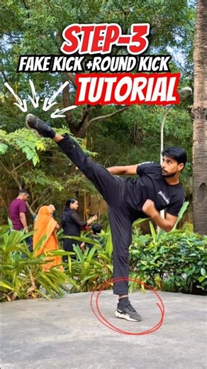 Kickboxing fake kick + round kick tutorial 🥋💥#kickboxing #kicks #trending #viral #mma #ufc #shorts