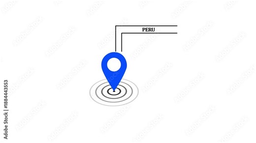 Peru location marker animation on transparent background. Peru map label with location pin symbol. Peru map with destination location concept.4k video