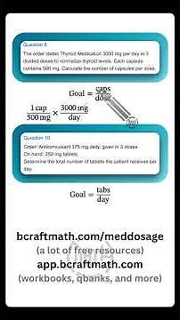 Dosage Calculations per DAY vs. per DOSE with tablets and capsules... #craftmath #meddosage