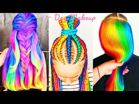 TOP 10 TRENDING RAINBOW HAIR COLORFUL💗 Hairstyle Tutorial Transformation _ Hairstyle ideas for girls