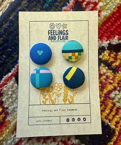 Fabric Button Fridge Magnets | Set of 4 Handmade Magnets - Etsy Canada