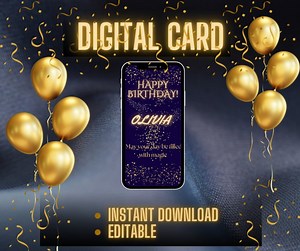 Digital Animated Birthday Card, Personalize With Your Own Message, Editable Cards, Digital Card Template, Eco Friendly Cards, Birthday Cards - Etsy