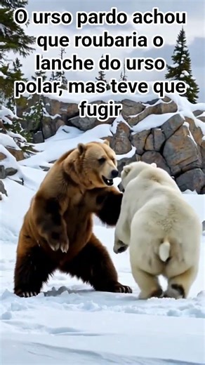 O urso pardo tentou roubar o lanche do urso polar (Grizzly bear vs. Polar bear)
