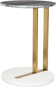 Zuo Modern Zenith Marble Side Table Black, White & Gold