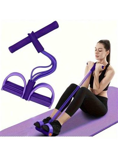 6-Pipe Elastic Yoga Resistance Band - Purple PVC Exercise Bands For Core, Arms & Legs Workouts, Home Gym Fitness Equipment With Multi-Level Tension, Durable & Portable Stretching Trainer For All Fitness Levels, Core Workout, Compact Design, Sturdy Handles, Strength Training | SHEIN