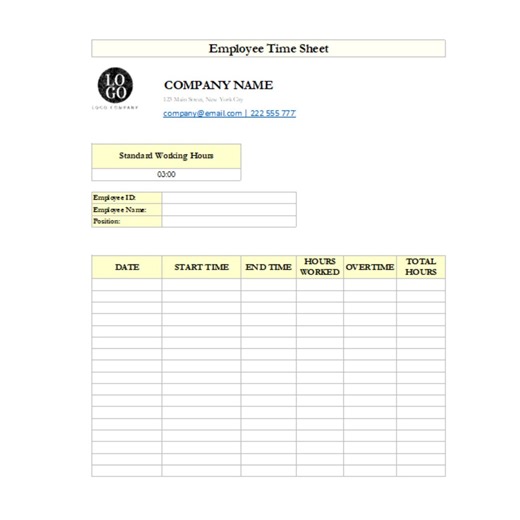 Employee Timesheet Template | Excel & Google Sheets Time Tracking | Printable Work Hours Log for Payroll, Attendance and HR Management - Etsy Canada