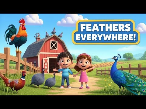 Feathers Everywhere! – Farm Animal Story for Kids (Rooster, Peacock, Pigeon & More)