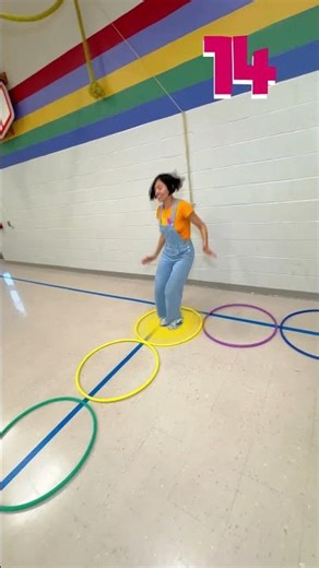 Christina’s hopping in every circle at gym class!😱⭕ Will she make it? 😮😍 #123andres #kidsvideo