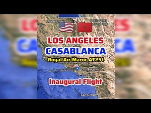 Los Angeles to Casablanca Flight Route with Royal Air Maroc AT251