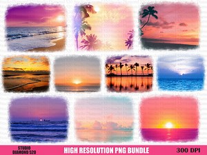10 Pcs Beach Sunset Background Png Bundle, Tropical Landscape Png, Summer Sunset Distressed Background Png, Instant Download - Etsy